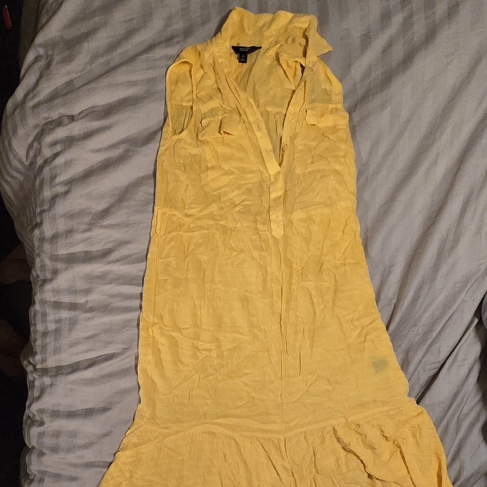 Simply Vera Vera Wang Yellow Ruffled Buttoned Maxi Sundress